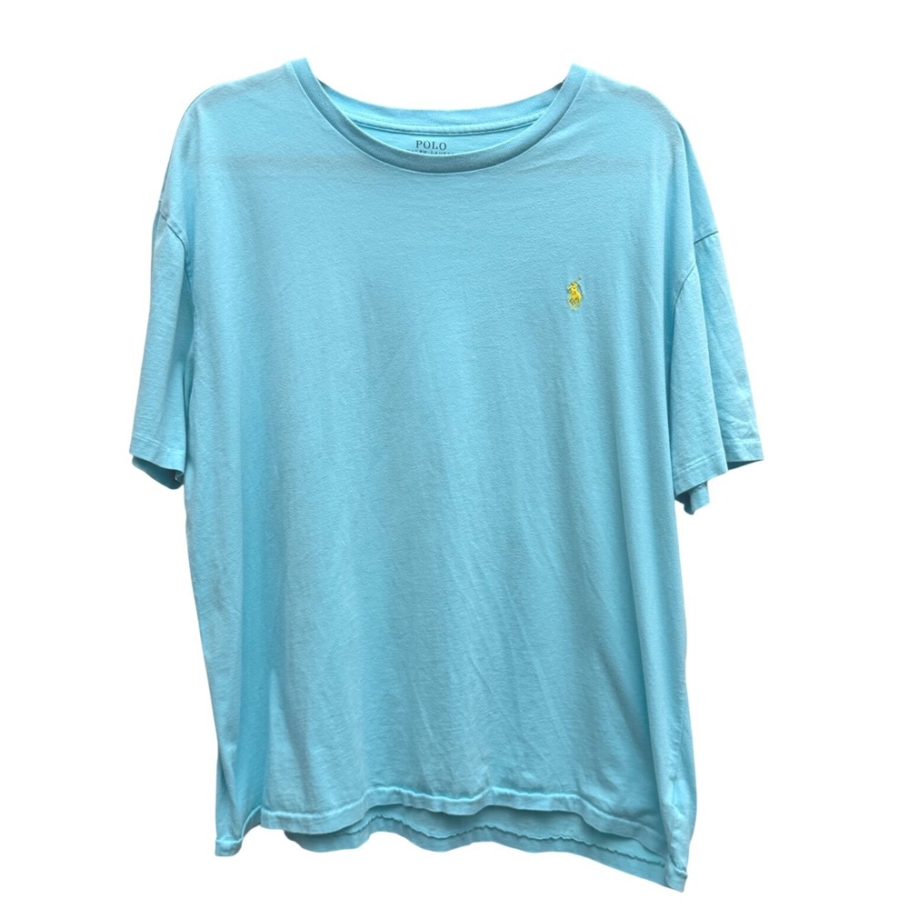Polo Ralph Lauren Mens Blue Crewneck T-Shirt XL Short Sleeve Pony Logo Basic Tee - Picture 2 of 6